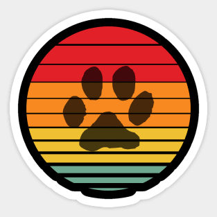 Paw print in a retro sunset Sticker